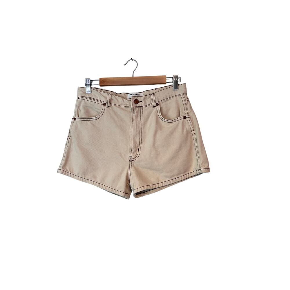 Reformation Cowboy High Rise Jean Shorts Size 29 Almond